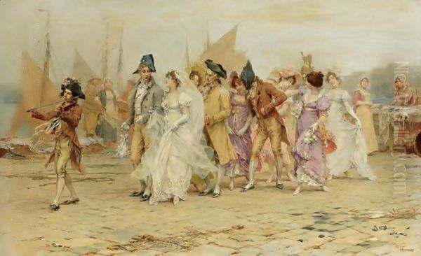 The Wedding Procession Oil Painting by Frederick Hendrik Kaemmerer