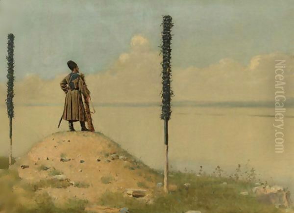 Cossack Picket On The Danube Oil Painting by Vasili Vasilyevich Vereshchagin