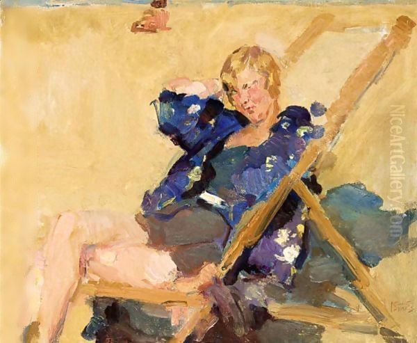 A Lady In A Beach Chair Oil Painting by Isaac Israels