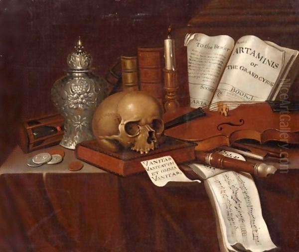 A Vanitas Still Life With A Skull Oil Painting by Pieter Gerritsz. van Roestraten