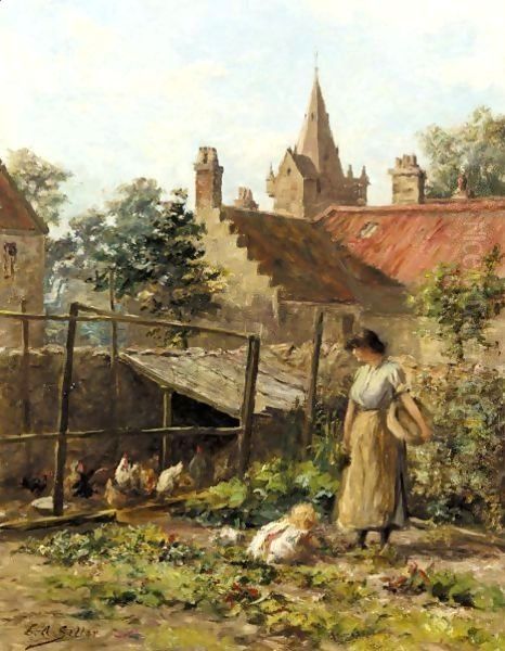 The Kitchen Garden Oil Painting by Charles A. Sellar