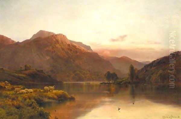 Departing Day Near Blair Atholl Oil Painting by Alfred de Breanski