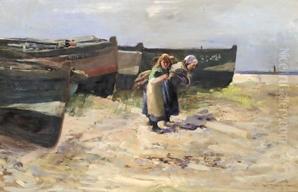 A Good Day's Catch Oil Painting by William Bradley Lamond