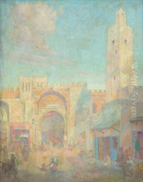 North Africa Town Oil Painting by Louis Comfort Tiffany