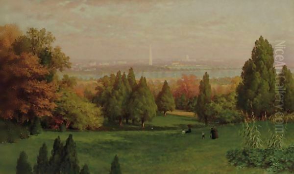 Washington D.C. From Arlington, Virginia Oil Painting by John Ross Key