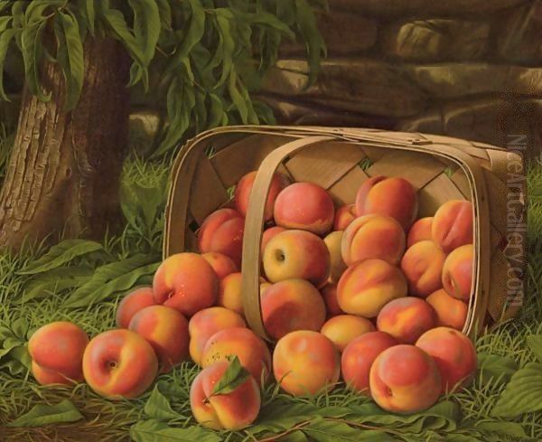 Basket Of Peaches Oil Painting by Levi Wells Prentice