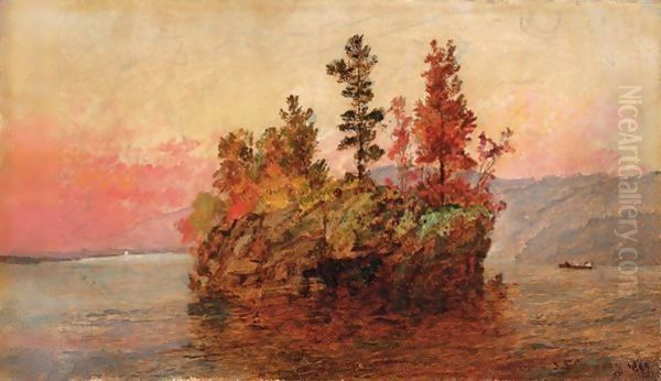 Island In The Hudson Oil Painting by Jasper Francis Cropsey