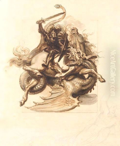 St George And The Dragon Oil Painting by Richard Cosway