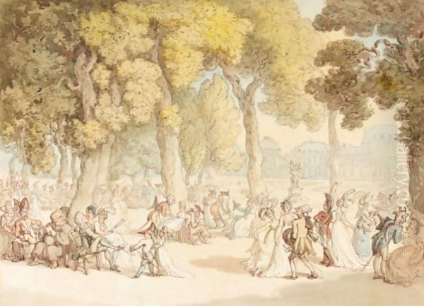 The Tuileries Gardens, Paris Oil Painting by Thomas Rowlandson