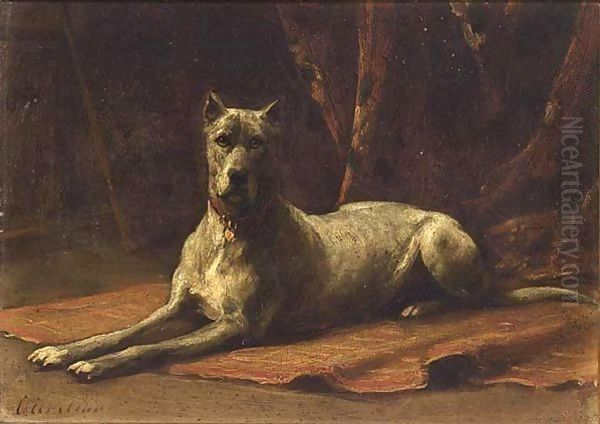 A Dog Oil Painting by Otto Eerelman