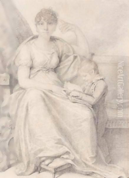 Portrait Of Mrs Woodforde And Her Son Oil Painting by Richard Cosway