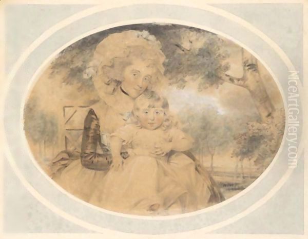 Portrait Of Judge Lushington And His Mother Oil Painting by John Downman