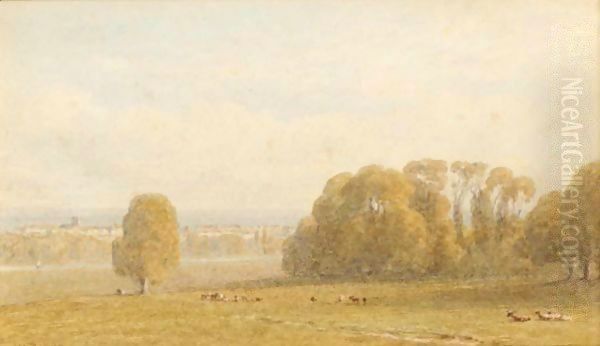 Cattle Grazing By Streatley On Thames Oil Painting by George Arthur Fripp