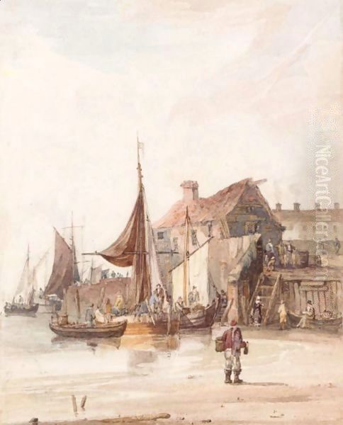 Harbour Scene Oil Painting by Samuel Owen