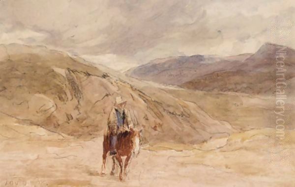 A Traveller On Horseback Oil Painting by David Cox