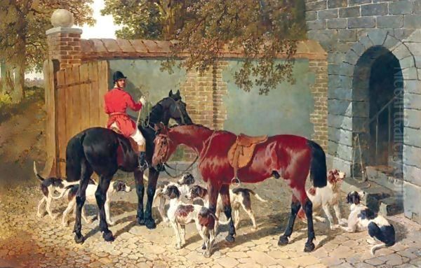 Huntsman And Hounds At The Kennels Oil Painting by John Frederick Herring Snr