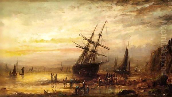 Waiting The Tide Oil Painting by William Adolphu Knell