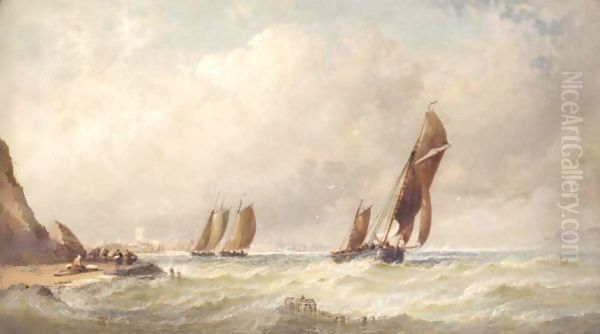 Shipping In Stormy Seas Oil Painting by Arthur Joseph Meadows