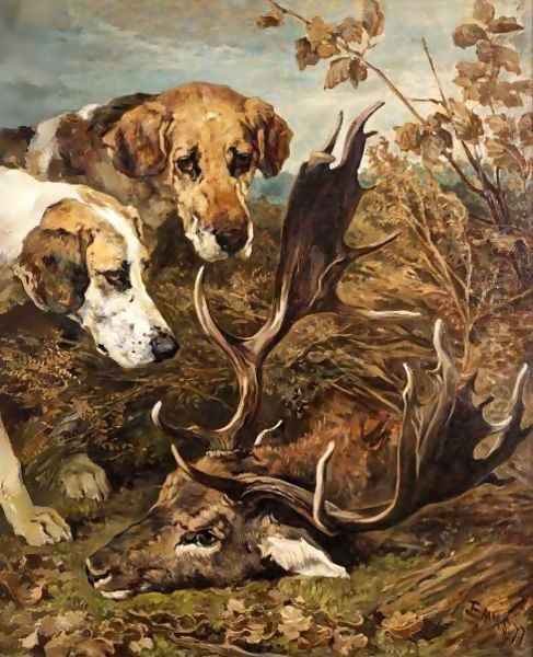 New Forest Buckhounds, Guider And Druid Oil Painting by John Emms