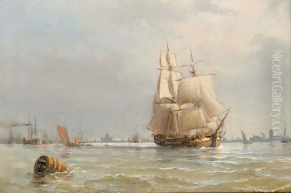 Shipping Off Copenhagen Oil Painting by Anton Melbye