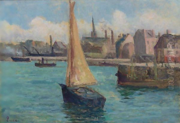 Le Port De Dieppe Oil Painting by Maximilien Luce