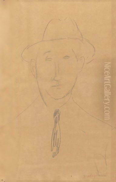 Homme Au Chapeau Oil Painting by Amedeo Modigliani