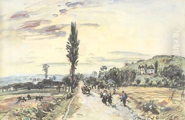 Route De Village Oil Painting by Johan Barthold Jongkind