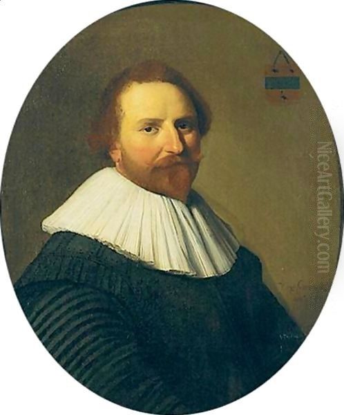 Portrait Of A Gentleman Of The Dicx Family, Possibly Cornelis Dicx Oil Painting by Johannes Cornelisz. Verspronck