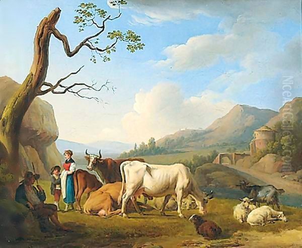 A Peasant Family With Cattle Oil Painting by Louis Leopold Boilly