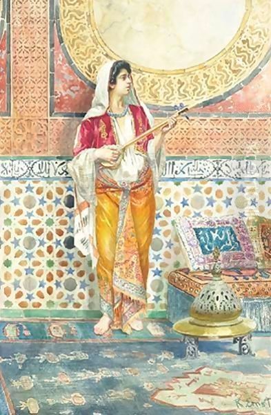 The Harem Musician Oil Painting by Rudolph Ernst