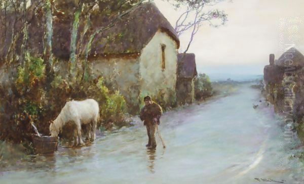 A Lane In Devon Oil Painting by John White