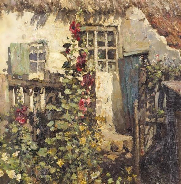 Hollyhocks Oil Painting by Frederick William Jackson