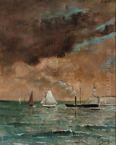 Leaving Port Oil Painting by Alfred Stevens