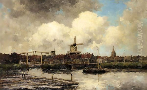 View Of A Dutch Town Oil Painting by Jan van Vlaardingen Couver