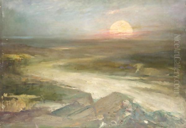 Flood Plain At Sunset Oil Painting by Pierre Amede Marcel-Beronneau