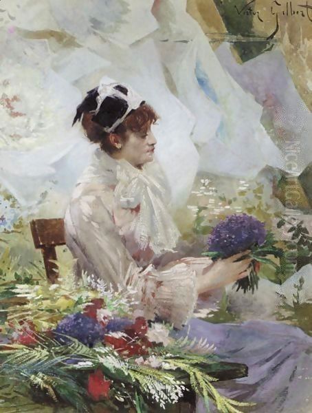 The Flower Seller 4 Oil Painting by Victor-Gabriel Gilbert