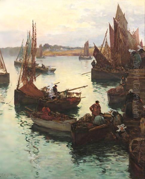 Port Of Concarneau Oil Painting by Fernand Marie Eugene Legout-Gerard