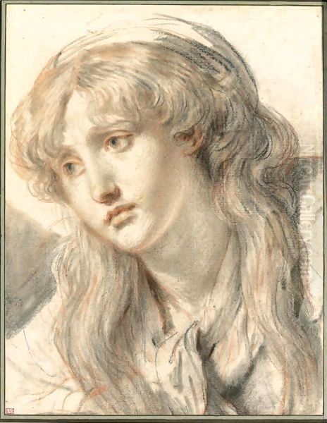 Head Of A Girl Oil Painting by Jean Baptiste Greuze