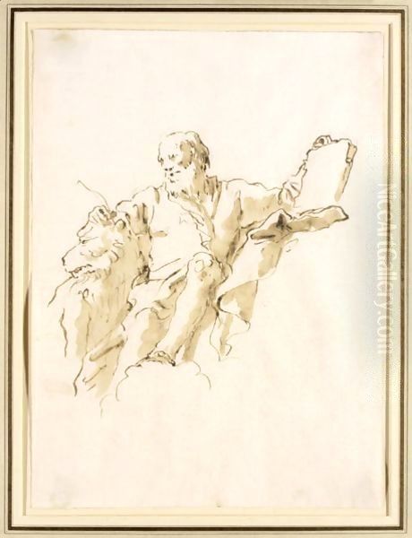 St. Mark The Evangelist Oil Painting by Giovanni Domenico Tiepolo