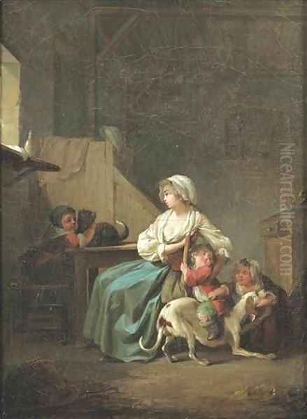 Une Mere Et Ses Enfants Dans Sa Cuisine Louis-Leopold Boilly Mother And Her Children In A Kitchen Oil Painting by Louis Leopold Boilly