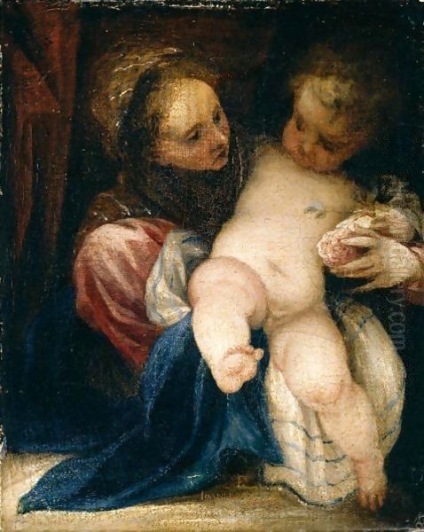 The Virgin And Child Oil Painting by Juan Antonio Frias y Escalante