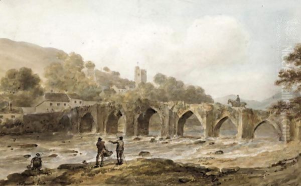 The Bridge, Landilo Fawr, Caermarthenshire Oil Painting by Nicholas Pocock