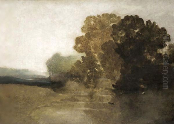 A River Landscape Oil Painting by John Sell Cotman