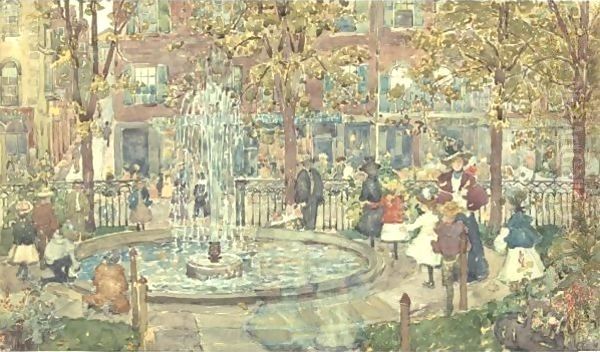 The Fountain, Boston Oil Painting by Maurice Brazil Prendergast