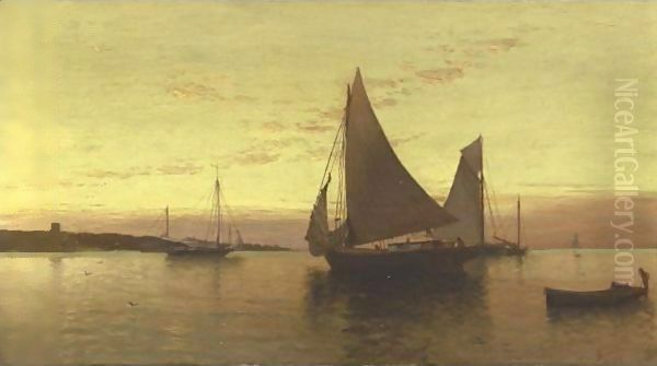 Sailboats At Sundown Oil Painting by Alfred Thompson Bricher