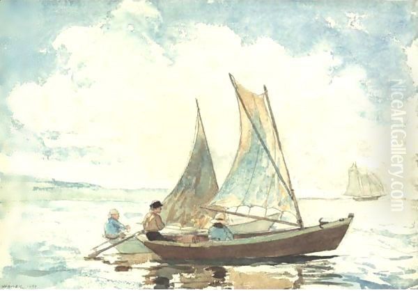 Boys In A Boat Oil Painting by Winslow Homer