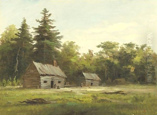 Woodland Cabin Oil Painting by Albert Bierstadt