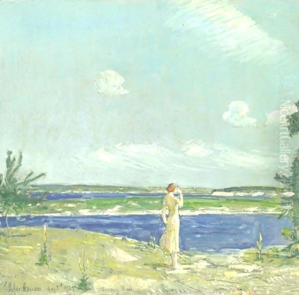 Woman Looking At The Sea Oil Painting by Frederick Childe Hassam