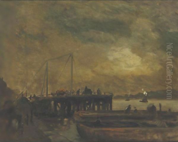 Coal Pier On The North River Oil Painting by Robert Henri