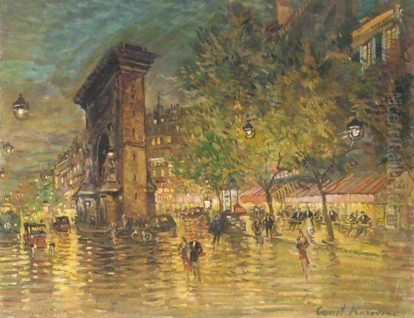 Paris By Night 4 Oil Painting by Konstantin Alexeievitch Korovin